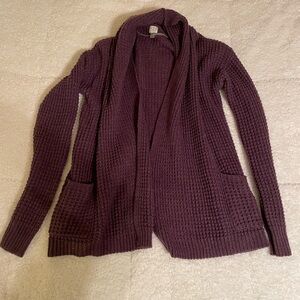 Dark Purple Waffle Knit Cardigan